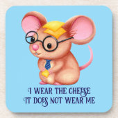 Furry Cheese Man Business Mouse Tie Glasses Nerdy Bier Onderzetter (Voorkant)