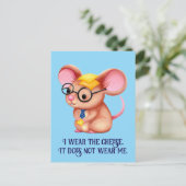 Furry Cheese Man Business Mouse Tie Glasses Nerdy Briefkaart (Staand voorkant)