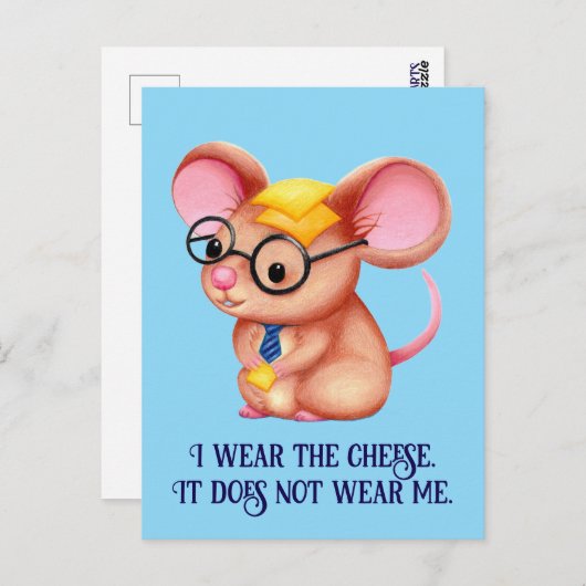 Furry Cheese Man Business Mouse Tie Glasses Nerdy Briefkaart (Voorkant / Achterkant)