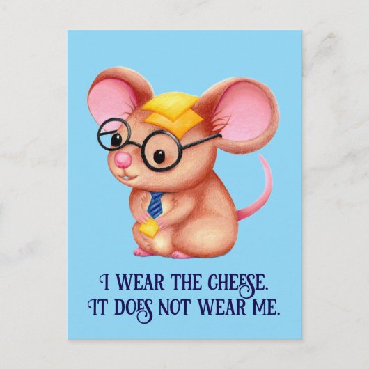 Furry Cheese Man Business Mouse Tie Glasses Nerdy Briefkaart (Voorkant)
