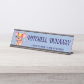 Furry Cheese Man Business Mouse Tie Glasses Nerdy Bureau Naambordje (Voorkant)