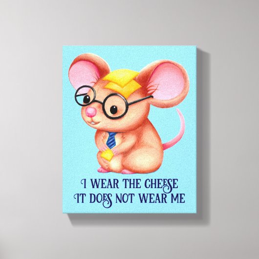 Furry Cheese Man Business Mouse Tie Glasses Nerdy Canvas Afdruk (Voorkant)