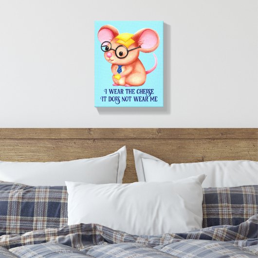 Furry Cheese Man Business Mouse Tie Glasses Nerdy Canvas Afdruk (Insitu (Slaapkamer))