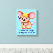 Furry Cheese Man Business Mouse Tie Glasses Nerdy Canvas Afdruk (Insitu (Houten vloer))