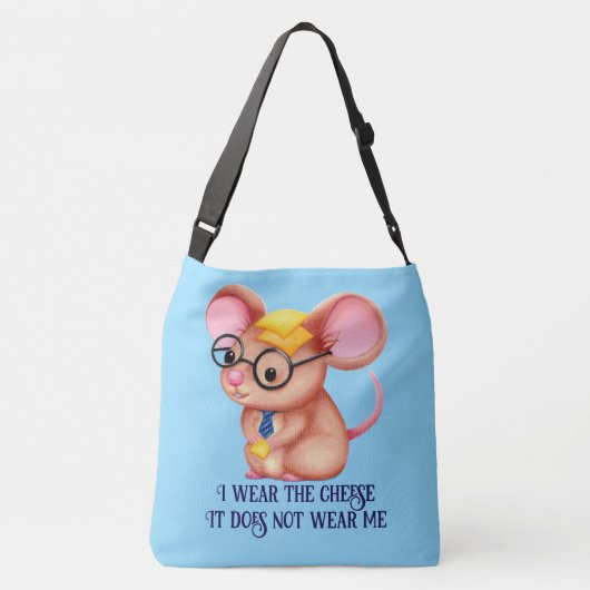 Furry Cheese Man Business Mouse Tie Glasses Nerdy Crossbody Tas (Achterkant)