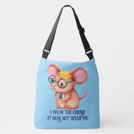 Furry Cheese Man Business Mouse Tie Glasses Nerdy Crossbody Tas