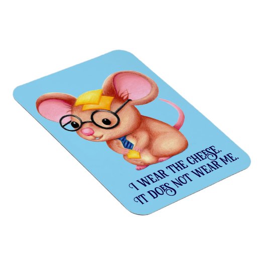 Furry Cheese Man Business Mouse Tie Glasses Nerdy Magneet (Rechterzijde)