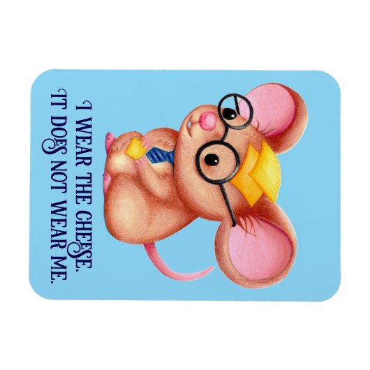 Furry Cheese Man Business Mouse Tie Glasses Nerdy Magneet (Horizontaal)