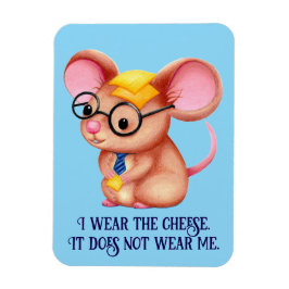 Furry Cheese Man Business Mouse Tie Glasses Nerdy Magneet