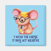 Furry Cheese Man Business Mouse Tie Glasses Nerdy Magneet (Voorkant)
