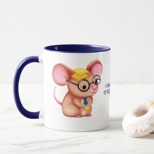 Furry Cheese Man Business Mouse Tie Glasses Nerdy Mok (Met donut)