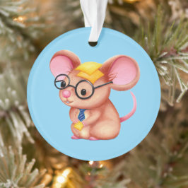 Furry Cheese Man Business Mouse Tie Glasses Nerdy Ornament