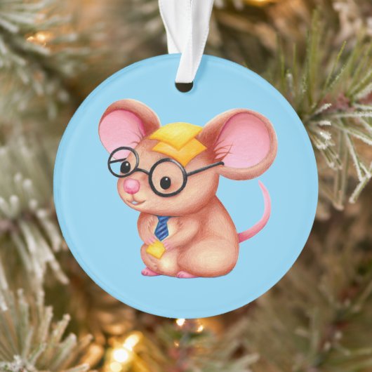 Furry Cheese Man Business Mouse Tie Glasses Nerdy Ornament (Boom)