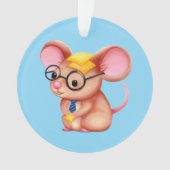 Furry Cheese Man Business Mouse Tie Glasses Nerdy Ornament (voorkant)