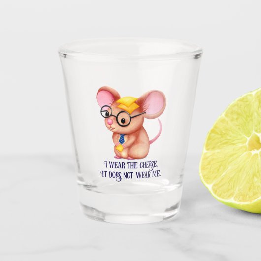 Furry Cheese Man Business Mouse Tie Glasses Nerdy Shot Glas (Voorkant)