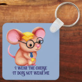 Furry Cheese Man Business Mouse Tie Glasses Nerdy Sleutelhanger (Achterkant)