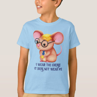 Furry Cheese Man Business Mouse Tie Glasses Nerdy T-shirt