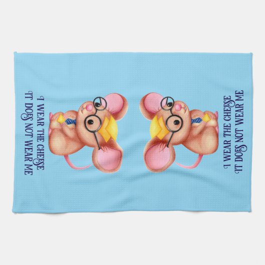 Furry Cheese Man Business Mouse Tie Glasses Nerdy Theedoek (Horizontaal)