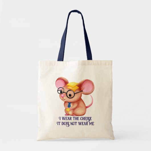 Furry Cheese Man Business Mouse Tie Glasses Nerdy Tote Bag (Voorkant)