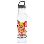Furry Cheese Man Business Mouse Tie Glasses Nerdy Waterfles (Voorkant)