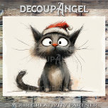 Furry Christmas - Decoupage - Tissuepapier<br><div class="desc">Dit prachtige ontwerp is voorzien van een pluizig, grillig kitten met een Santa-hoed, stralend vakantiejuichen. Met zijn speelse expressie en zachte vacht brengt deze schattige katachtige een vleugje blijdschap en warmte in uw kerstdecor. Perfect voor het toevoegen van een feestelijke flair aan geschenken, kaarten of huisdecoraties, dit ontwerp vangt de...</div>