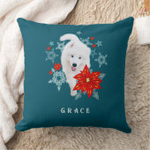 Furry Christmas Dog Samoyed gepersonaliseerd Kussen (Deken)
