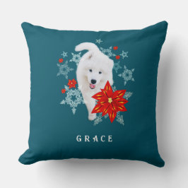 Furry Christmas Dog Samoyed gepersonaliseerd Kussen