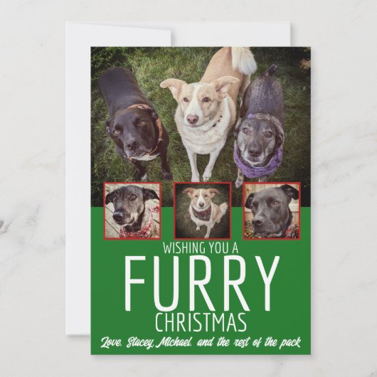 Furry Christmas Multi Foto Hond Collage Kerstmis Feestdagenkaart (Voorkant)