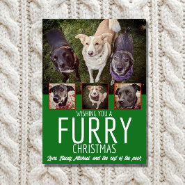 Furry Christmas Multi Foto Hond Collage Kerstmis Feestdagenkaart