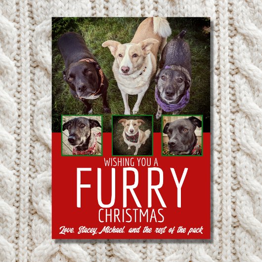 Furry Christmas Multi Foto Hond Collage Kerstmis Feestdagenkaart