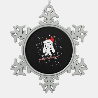 Furry Christmas Rabbit Tin Sneeuwvlok Ornament