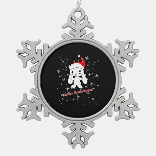 Furry Christmas Rabbit Tin Sneeuwvlok Ornament (Voorkant)