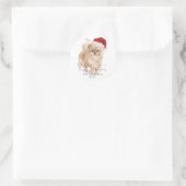 FURRY CHRISTMAS Santa Dog Persoonlijk Ronde Sticker (Tas)