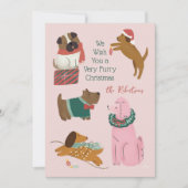 Furry Christmas unieke hond illustratie Feestdagenkaart (Voorkant)