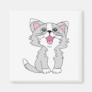 Furry Cute Cat Aesthetic Happy Cat Clipart Drawing Magneet