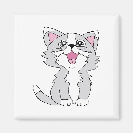 Furry Cute Cat Aesthetic Happy Cat Clipart Drawing Magneet (Voorkant)