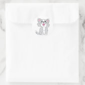 Furry Cute Cat Aesthetic Happy Cat Clipart Drawing Ronde Sticker (Tas)
