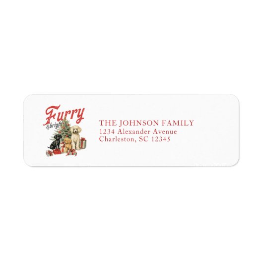 Furry Dog Kerstmis retour adres labels (Voorkant)