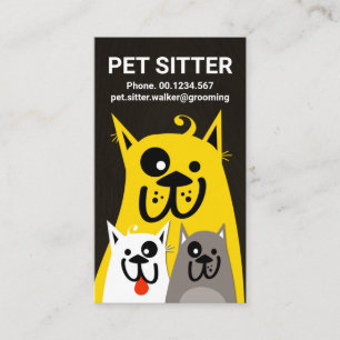 Furry Dog Moeder Kinder Huisdier Zitten Visitekaartje