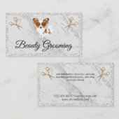 Furry Dog | Schaar | Marmer Visitekaartje (Voorkant / Achterkant)