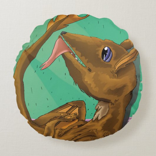 Furry Dragon Round Pillow Rond Kussen (Voorkant)