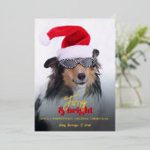 Furry en Bright Christmas Dog Foto Folie Feestdagenkaart (Staand Voorkant)