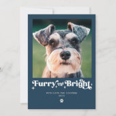 Furry En Bright Dog Foto Grappige Kerstmis Feestdagenkaart (Voorkant)