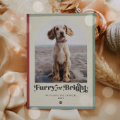 Furry En Bright Dog Foto Grappige Kerstmis Feestdagenkaart