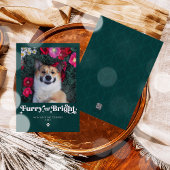 Furry En Bright Dog Foto Grappige Kerstmis Feestdagenkaart