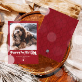 Furry En Bright Dog Foto Grappige Kerstmis Feestdagenkaart