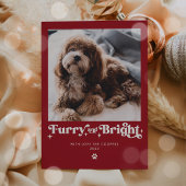 Furry En Bright Dog Foto Grappige Kerstmis Feestdagenkaart