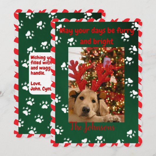 Furry en Bright Dog Foto Kerst Kaart (Voorkant / Achterkant)
