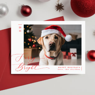 Furry en Bright Grappige Hond Foto Kerstmis Feestdagenkaart