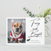 Furry en Bright Pet Dog Foto Mistletoe Kerstmis Feestdagenkaart (Staand voorkant)